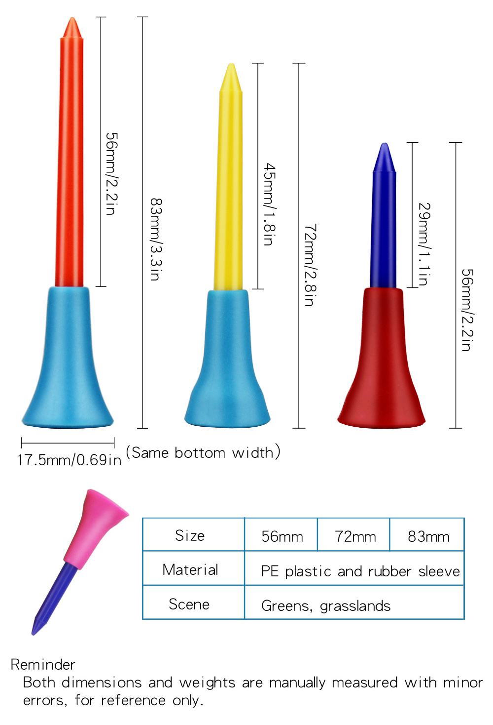 Pride Performance Professional Golf Tees 42mm 54mm 70mm 83mm Plastic Tees Fun Golf Gifts for Enthusiasts