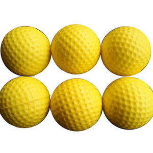 42mm yellow sfot stress PU golf ball foal indoor practice ball