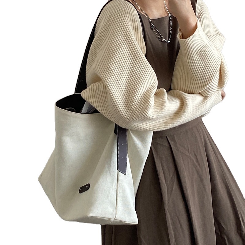 Japanese simple  fashion leisure canvas cotton women' shoulder bag eco-frinedly student large capacity Shopping hand bag