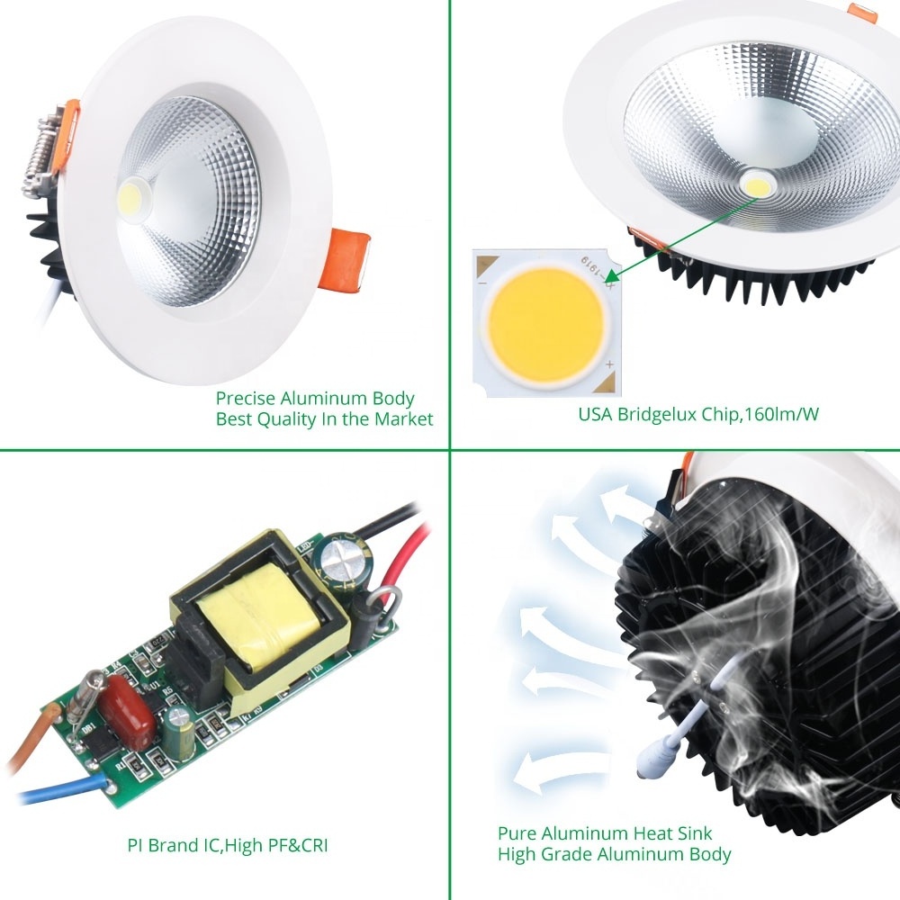 Wholesale Factory Price Aluminum Recessed Led Downlights Commerical Housing Down Light