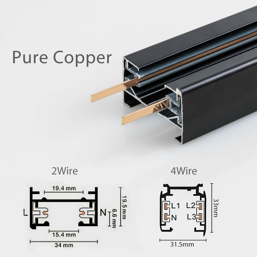Commercial Lighting Strip 2/3/4 Wires Led Track Lights Accessories LED Track Light Rail