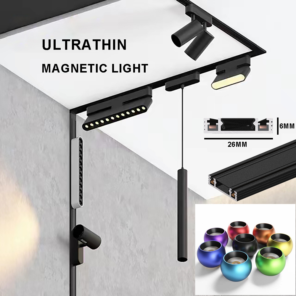 wholesale commercial ultra thin magnetic led light system 48v magnetic track rail lights for home lighting