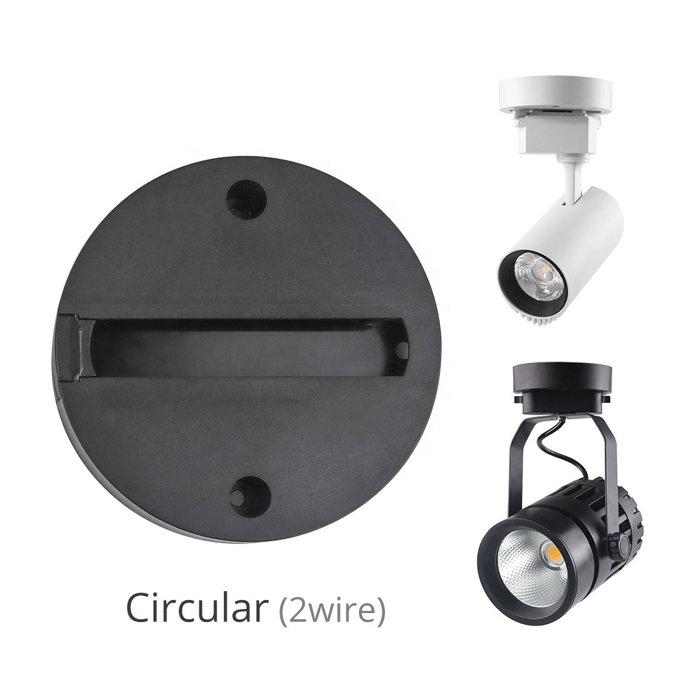 Circular 2 wire 3 wire track light accessories surface mount rail ceiling track rail