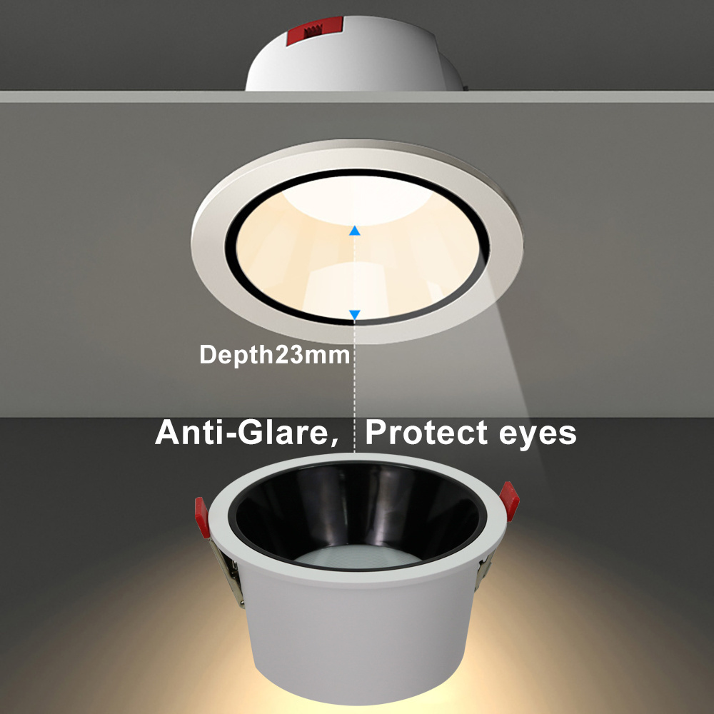 New Design Antiglare Trimless Embedded Adjustable Led Downlight For Hotel Project Down Lights