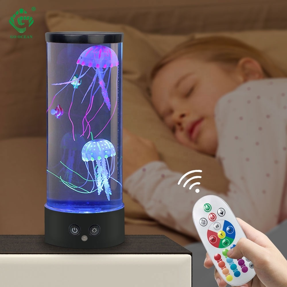 silent operation long life remote control rgb lamp night light decor lava lamp jellyfish table lamp