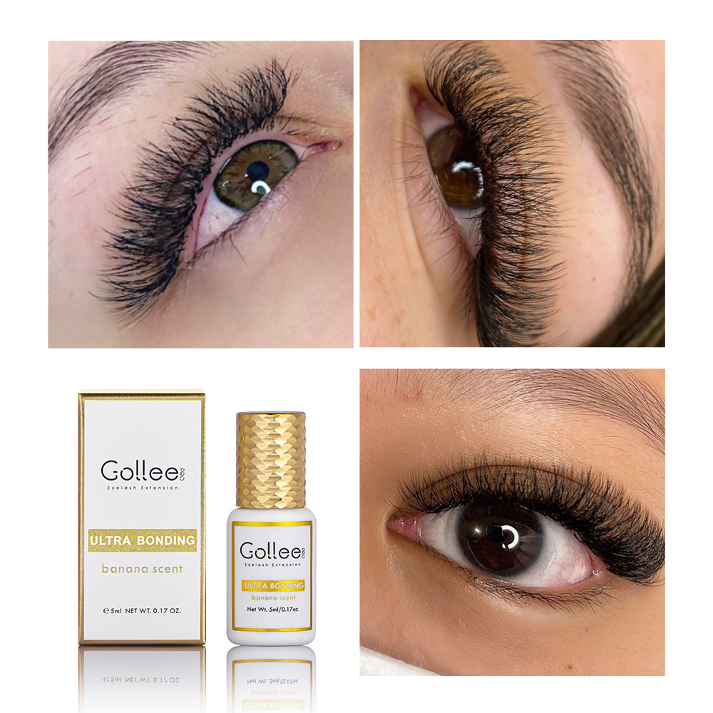 Gollee Oem custom Korean best 1-2 second sensitive clear lash extensions glue boxs mini lash glue for extensions