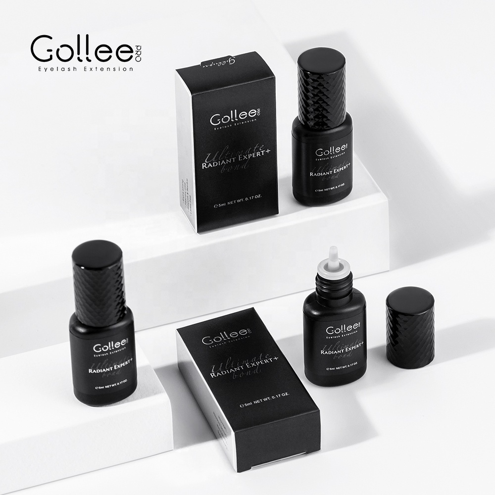 Gollee Korean High Quality LuxuryBlack Mini Bulk Packaging Eyelash Extension Custom Fast Strong Private Label Lash Eyelash Glue