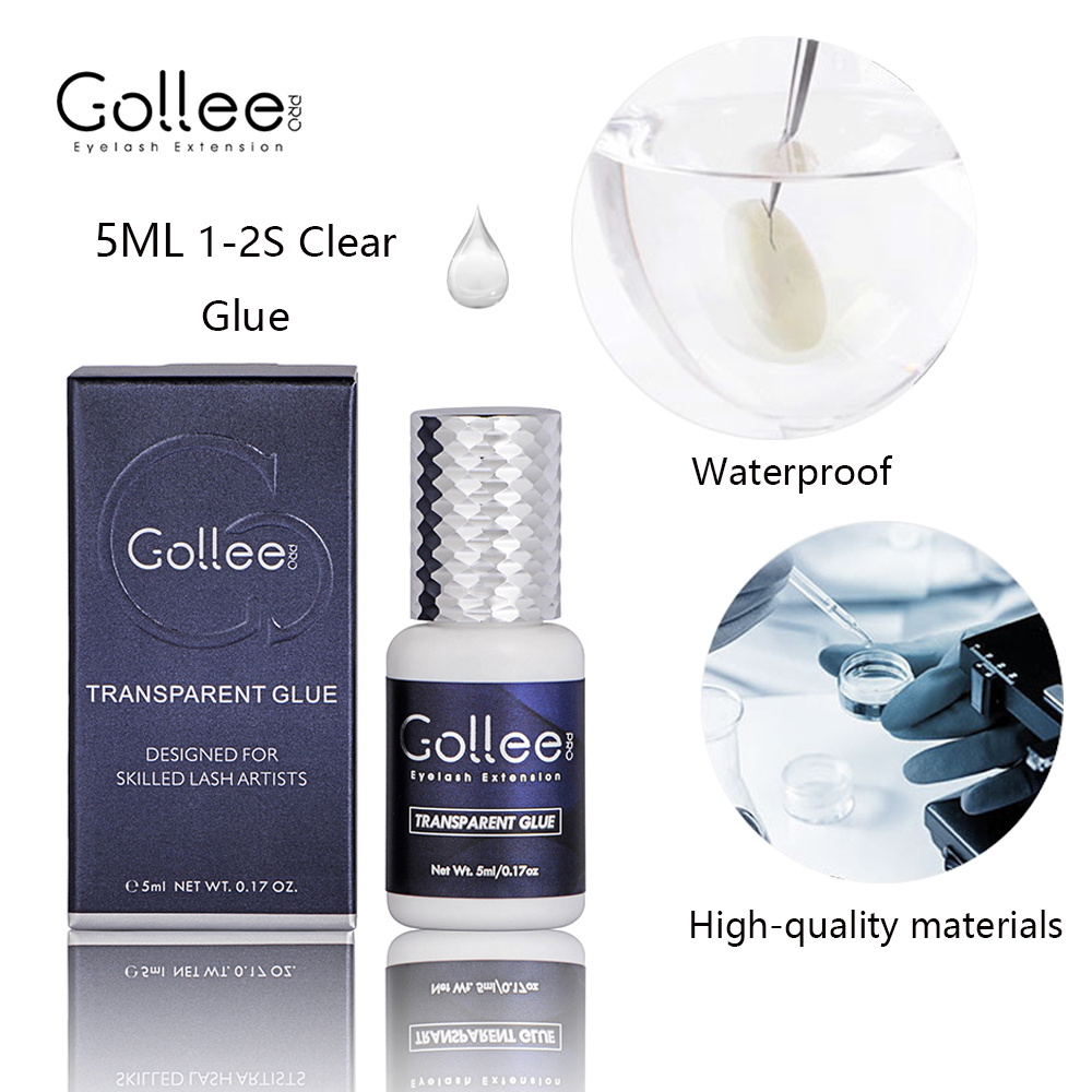 Gollee High Quality Clear Lash Adhesive MSDS Private Label Korean Transparent Eyelash Extension Glue