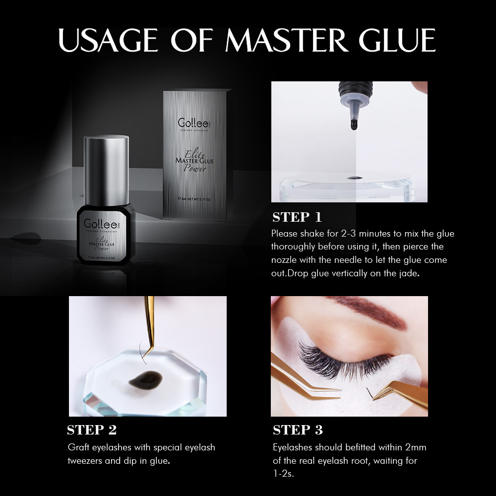 Gollee lash adhesive Latex Free Extention Korean Eye Lash Glue Eyelash Extension Glue Private Label Eyelash Glue