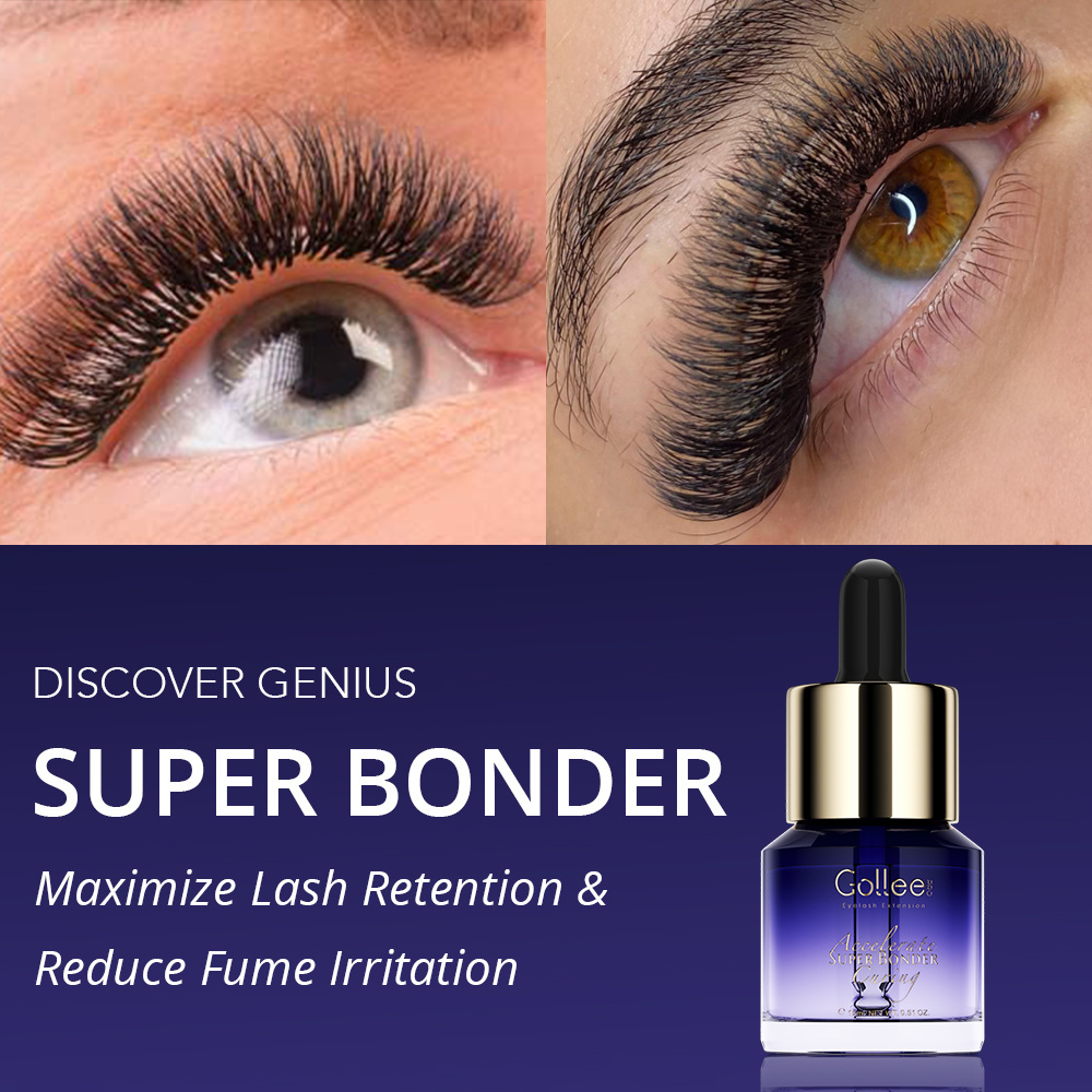 Gollee Super Bonder Top Clear Fast Drying Custom Private Label  Accelerator Eyelash Extensions Lash Super Bonder Eyelash Glue