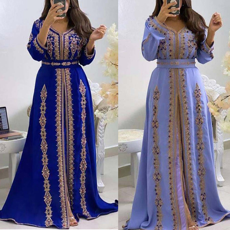 Wholesale Cheap Embroidery Beaded Kaftan Modest Clothing Islamic Eid Long Coats For Muslim Women Ethnic Clothing