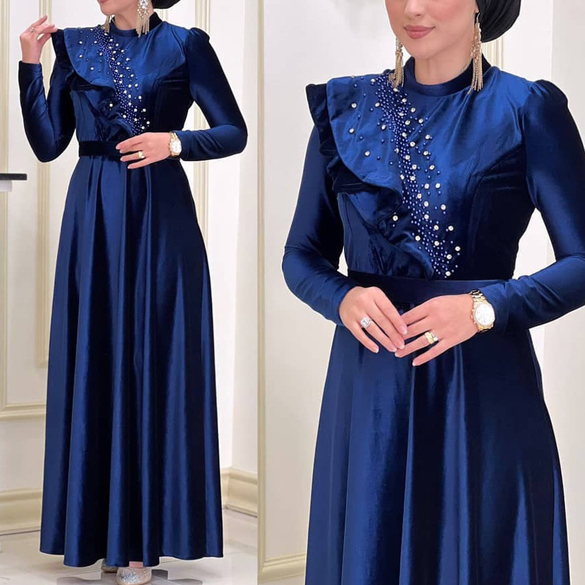 OEM Cheap High Quality Abaya From UAE Turkish Embroidery Abaya Woman Robe Velvet Winter Elegent Modest Evening Dress Kaftans