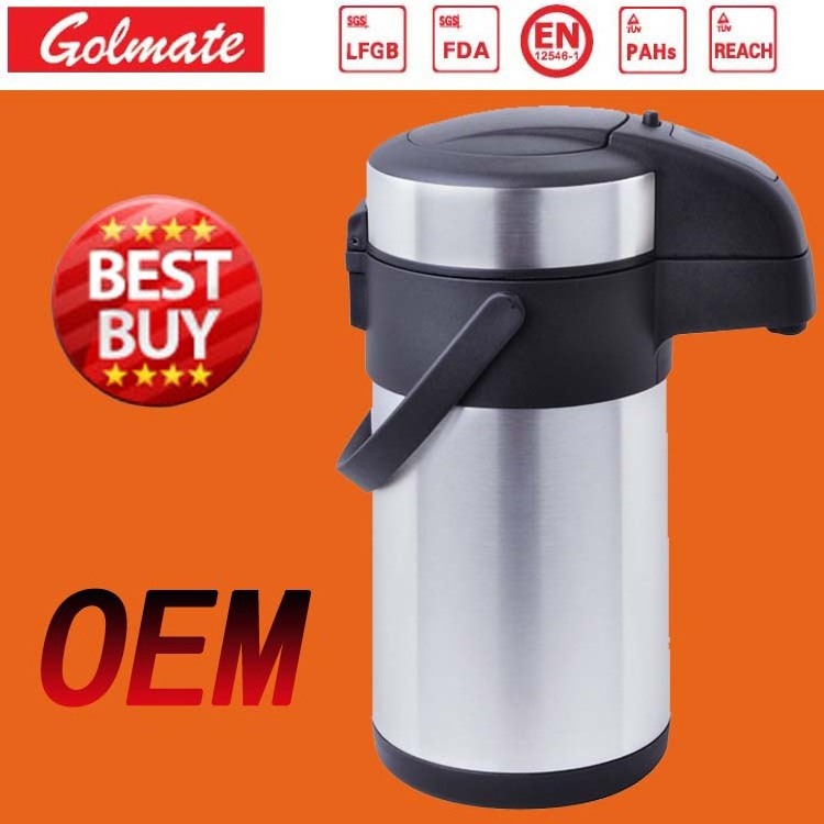 1.9L,2.2L,2.5L,3L,4L,5L stainless steel hot cold tiger pump dispenser water vacuum thermal air coffee pot vacuum airpot thermos