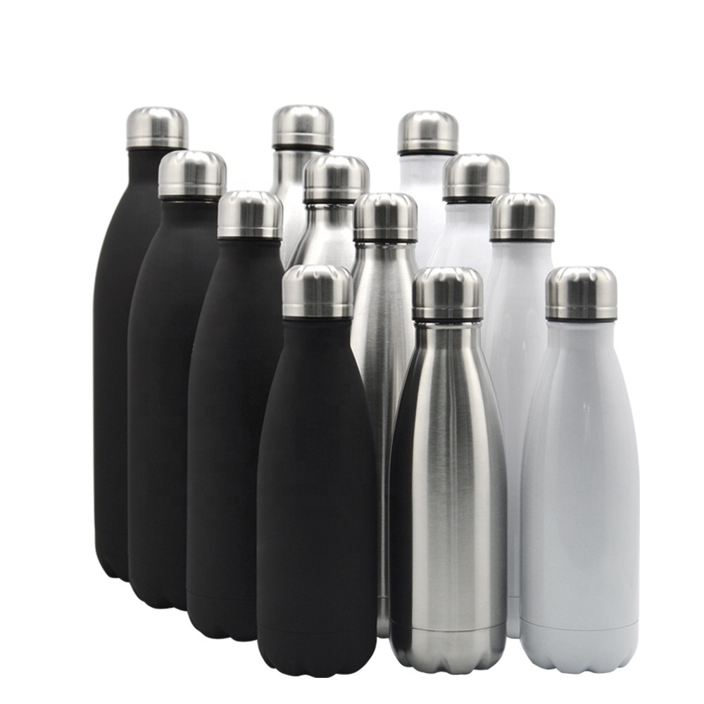 Stainless steel water bottle 500ml 750ml thermos cola shape vacuun flask water bottle