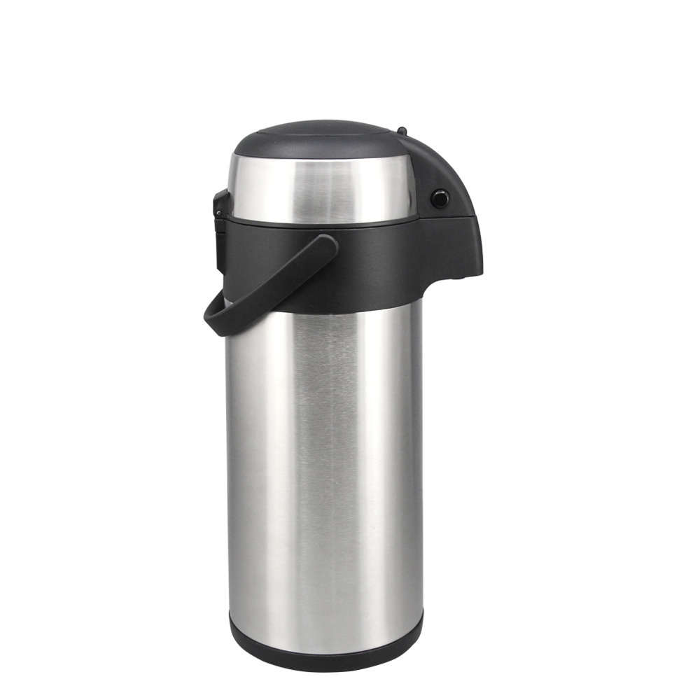 3l insulated stainless steel vacuum pumping coffee airpot thermos with custom logo