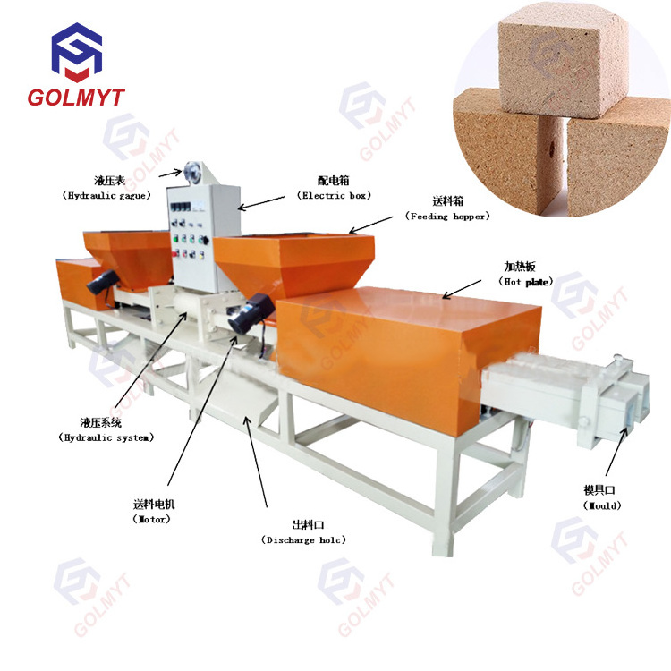 Electric hot press machine wood pallet block production line/sawdust recycling wood pallet feet making machine/pallet block