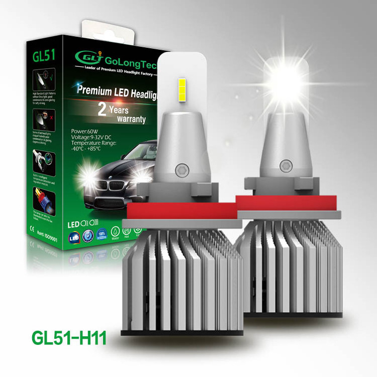 Golongtech GL51 11000 lumen H11 LED Headlight Bulbs H11 H8 H16 9005 Car LED Headlight