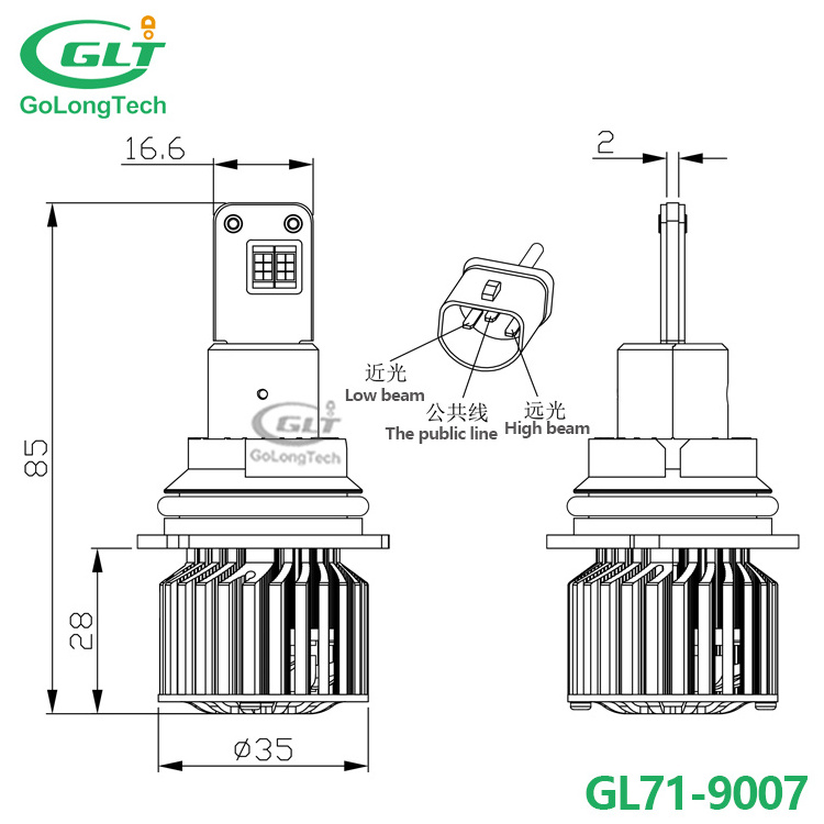 GL71 car 9007 LED 9000LM 90W headlight bulbs the brightest led headlight H4 9004 H13 Led  Headlamp for car