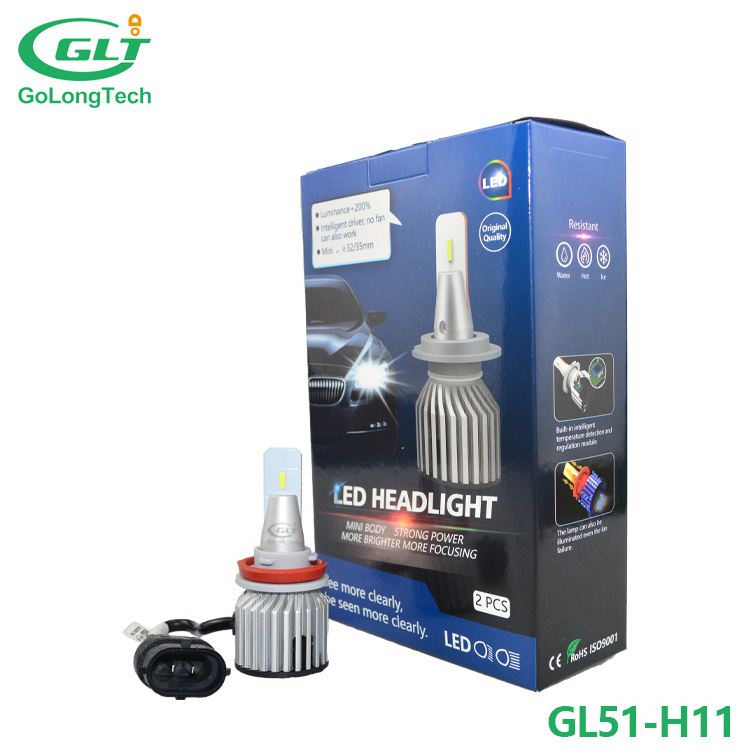 Golongtech GL51 11000 lumen H11 LED Headlight Bulbs H11 H8 H16 9005 Car LED Headlight