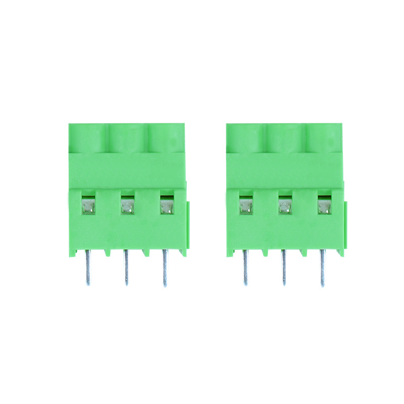 6.35mm pitch green color 3ways terminal block with fixed panel PCB welding connector