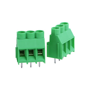 6.35mm pitch green color 3ways terminal block with fixed panel PCB welding connector