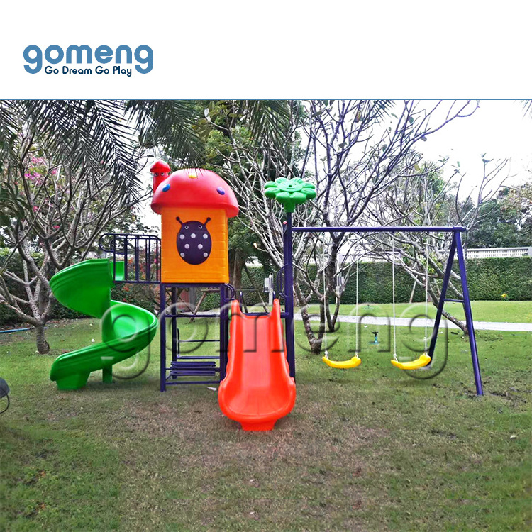 Simple outdoor playground equipment with children slide swing sets toys for kids