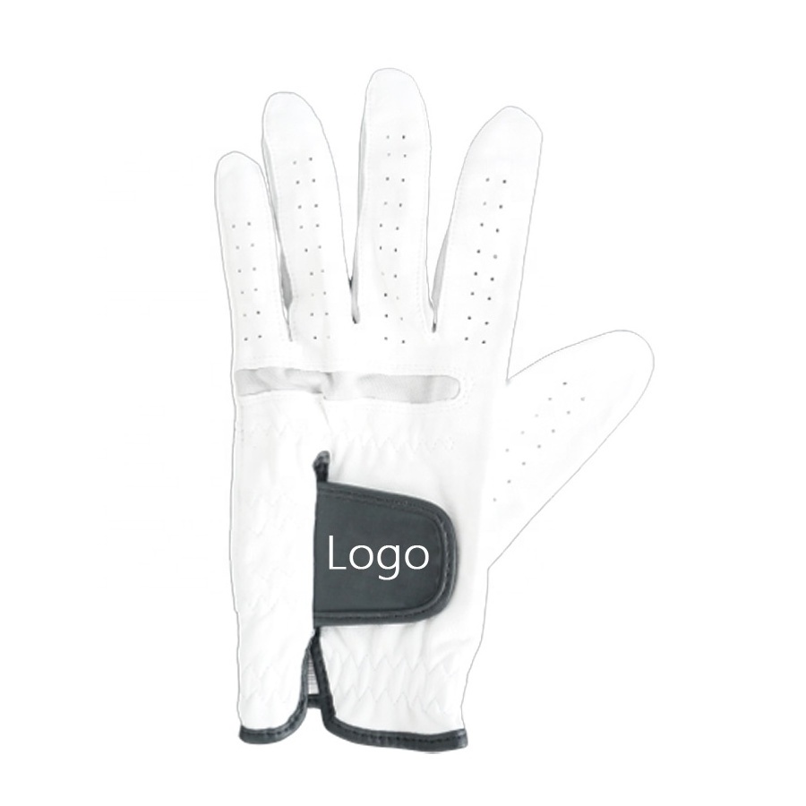 professional custom logo Cabretta real Genuine leather sheepskin men white wholesale golf accessories