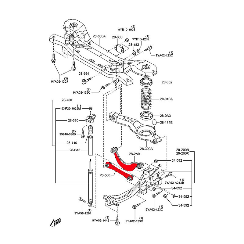 GOMZ Adjustable Rear Lower Control Arm Parts Camber Kit for Mazda 3/5