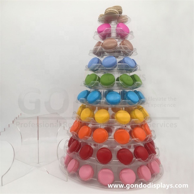 Multi-Tiers PVC Bakery Macaroon Dessert christmas wedding new style clear plastic acrylic cake macaron display stand tower