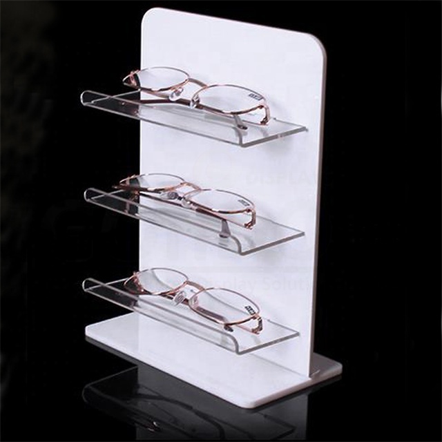 3 Tier Acrylic Eyeglass Display Holder rotating Clear Sunglass Display Stand sunglass display counter stand