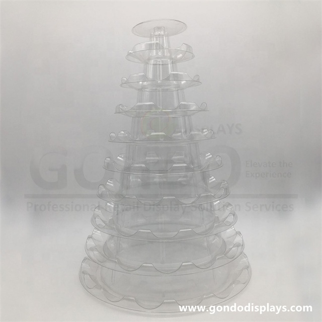 Multi-Tiers PVC Bakery Macaroon Dessert christmas wedding new style clear plastic acrylic cake macaron display stand tower