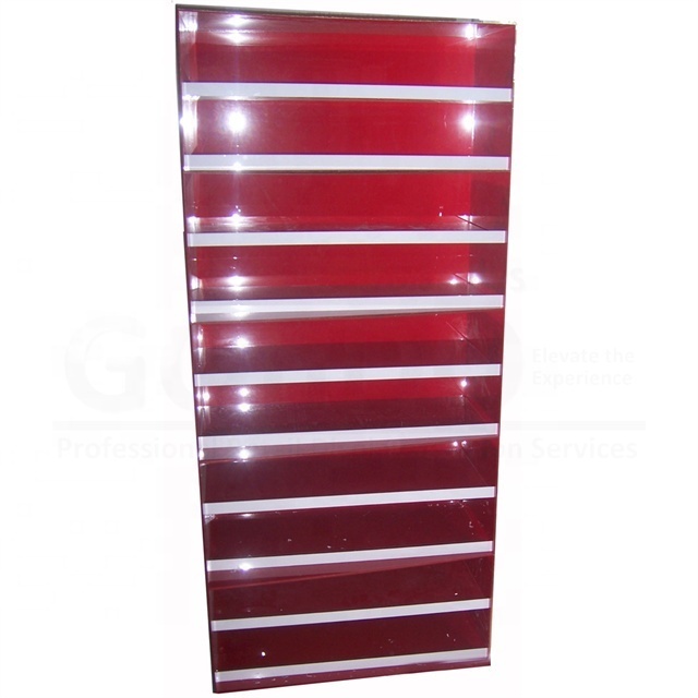 Promotion Red Colored Plastic candy bins acrylic candy box display shelf acrylic candy display rack with 10 shelves