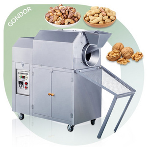 Industrial Electromagnetic Cacao Bean Sesame Cocoa Cashew Peanut Nut Roster Roaster Roast Machine Price