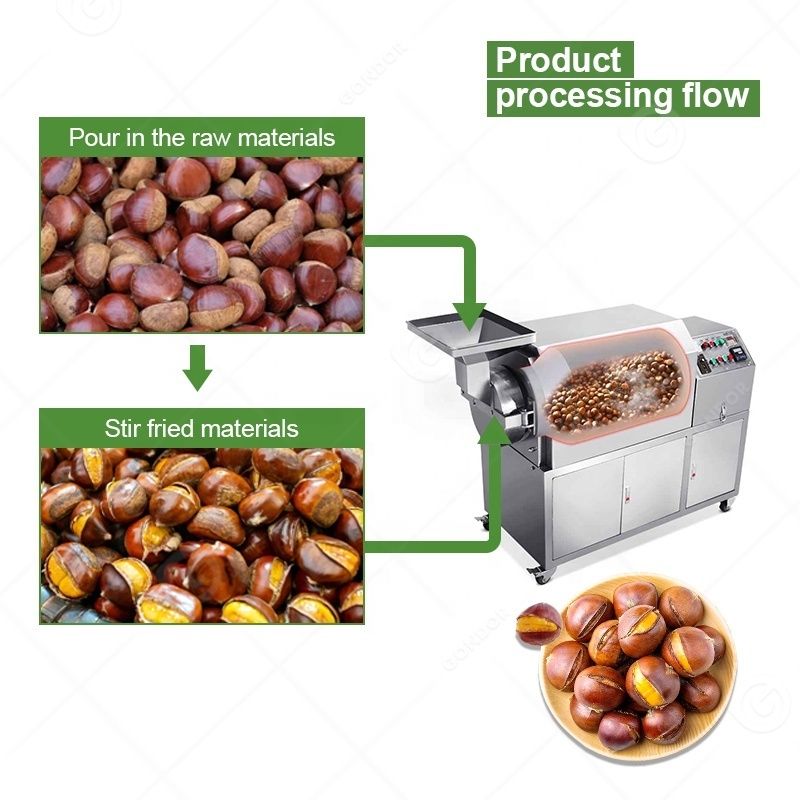 Horizontal Gas Pepper Electric Rotary 50kg Cashew Herb Sesame Salted Cashew Nut Roast Oven Machine