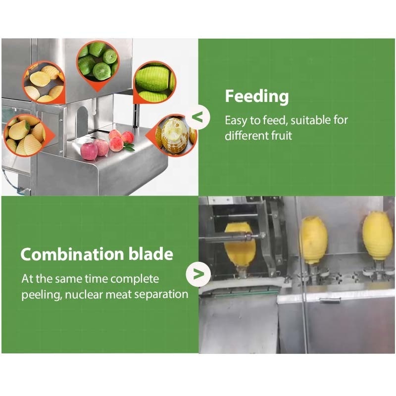 Automatic Industrial Orange Pear Lemon Persimmon Dragon Fruit Mango Slice Slicer Peeler Cut Peel Machine and Cut