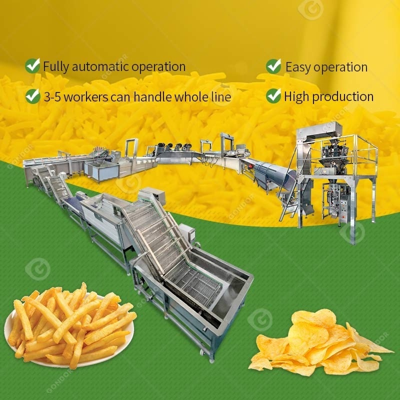 Fried Sweet Turkey Price Fully Automatic Frozen Product Line French Fry Patatos Potato Chip Make Machine