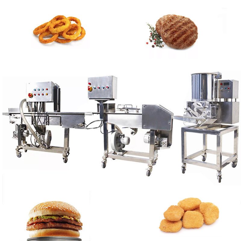 Beef And Chicken Hamburger Process Make Burger Machine Meat Nugget Production Line Fully Automatic