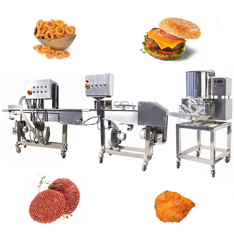 Beef And Chicken Hamburger Process Make Burger Machine Meat Nugget Production Line Fully Automatic