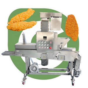 Automatic Onion Ring Batter and Battering Fried Chicken Shrimp Bread Tempura Burger Crumb Coating Machine