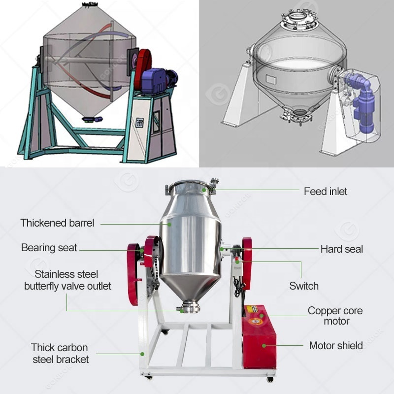 Electric Spice Tumbler 100l Barrel Stainless Steel Durable Rotary Food Plastic Automatic Lab Drum Mixer