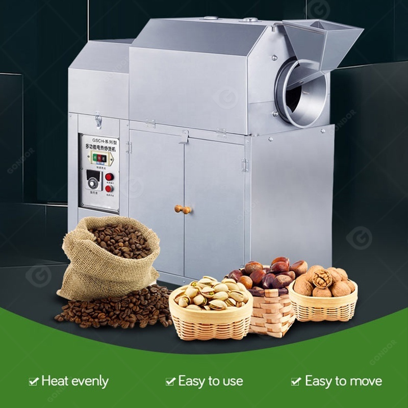 Electric Commercial Chestnut 25kg Multifunction Gari Dry Nut Mini Roaster Honey Peanut Nut Roast Machine