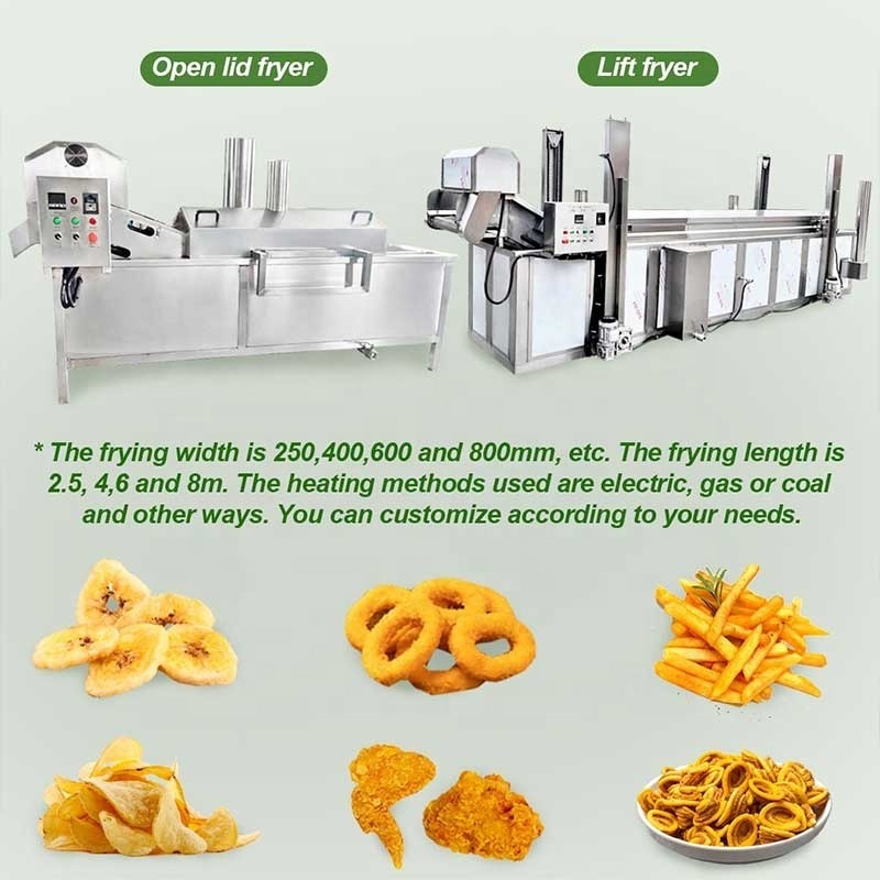 Continuous Conveyor Chip Deep Fryer Falafel Crispy Chicken Broasted Automatic Fry Machine French Turkey