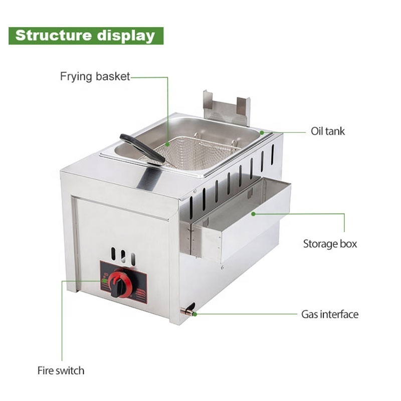 Portable Countertop Potato Natural Gas Deep Fryer 2 Tanks 2 Baskets Commercia Commercial with Thermostat