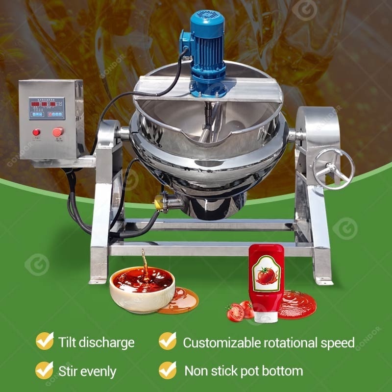 Double Boiler Cook Mix Agitator Stainless Steel Single Phase Gas Jacket Cooker Electric Sugar Pot Mixer with for Candy