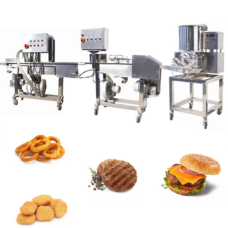 Beef and Chicken Fully Automatic Meat Nugget Production Hamburger Machine Burger Patty Make Line