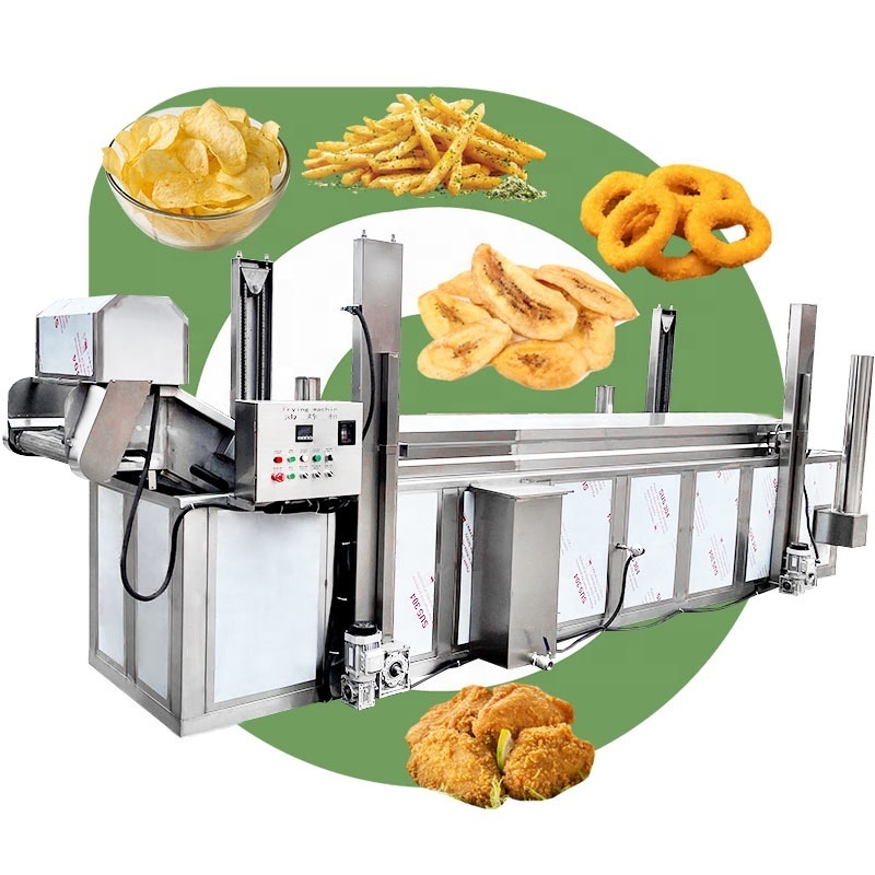 Continuous Conveyor Chip Deep Fryer Falafel Crispy Chicken Broasted Automatic Fry Machine French Turkey