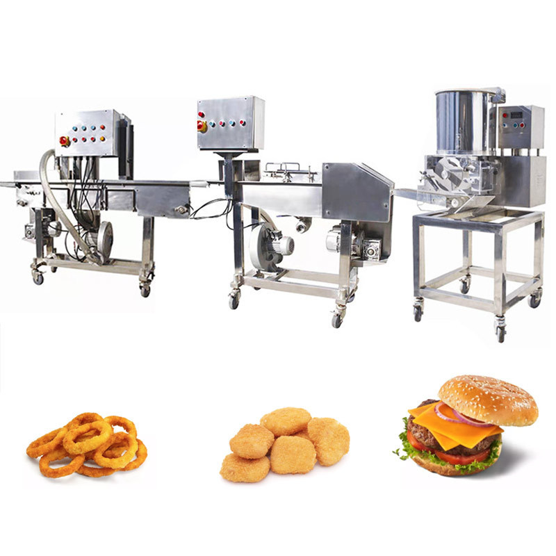 Beef and Chicken Fully Automatic Meat Nugget Production Hamburger Machine Burger Patty Make Line