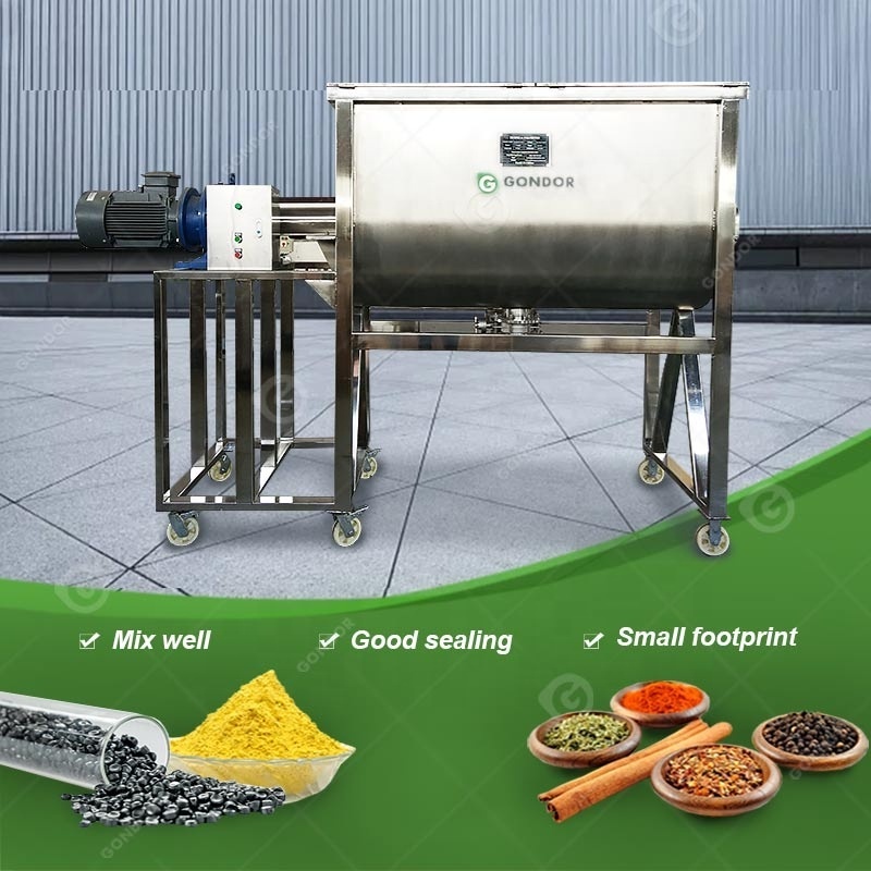 Full Automatic Double Ribbon Putty Paste Small Blender Mix Machine Dry Powder Commercial Spice Mixer