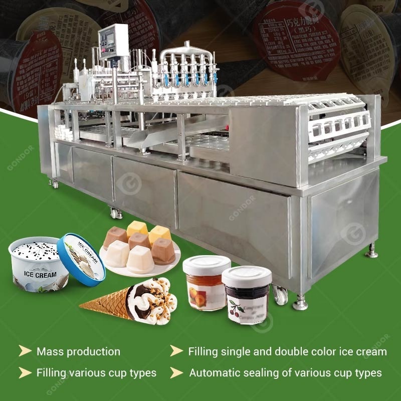 Yogurt Plastic Trade Rotary Solid Yoghurt Milk Pudding Big Tub Packaging Cup Ice Cream Fill & Seal Machine