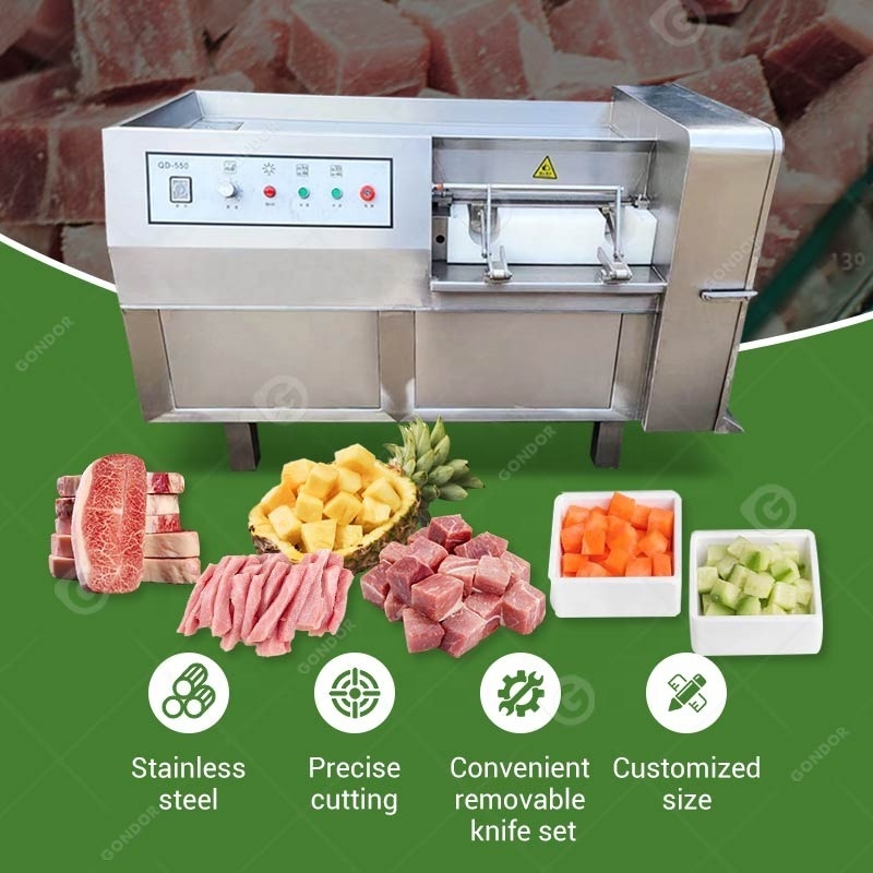 Electric Dice Cuber Machineding Commercial Industrial Beef Dicer Block Cut Frozen Meat Cut-Off Machine